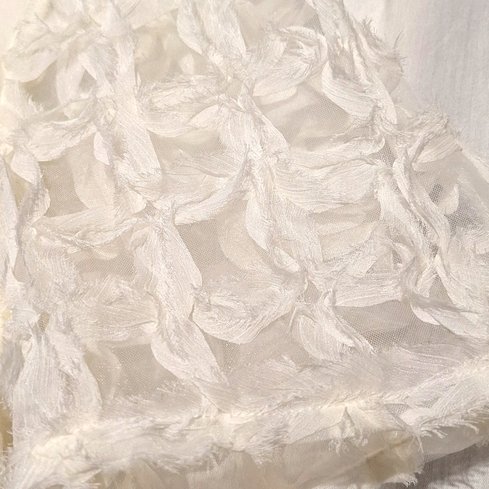 3/$20--Chico's Cotton Cream Blouse, Short White Lacey Sleeves, Slipover, NWOT - Picture 8 of 11